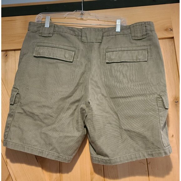 Duluth Trading Co Shorts Mens 38 Green Firehose?? Canvas Cargo Utility 7" inseam - Picture 2 of 10